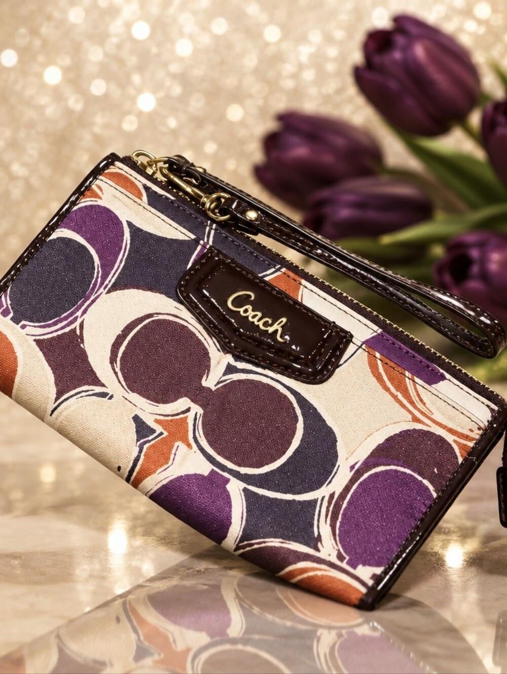 Coach Scarf Design Wallet Wristlet